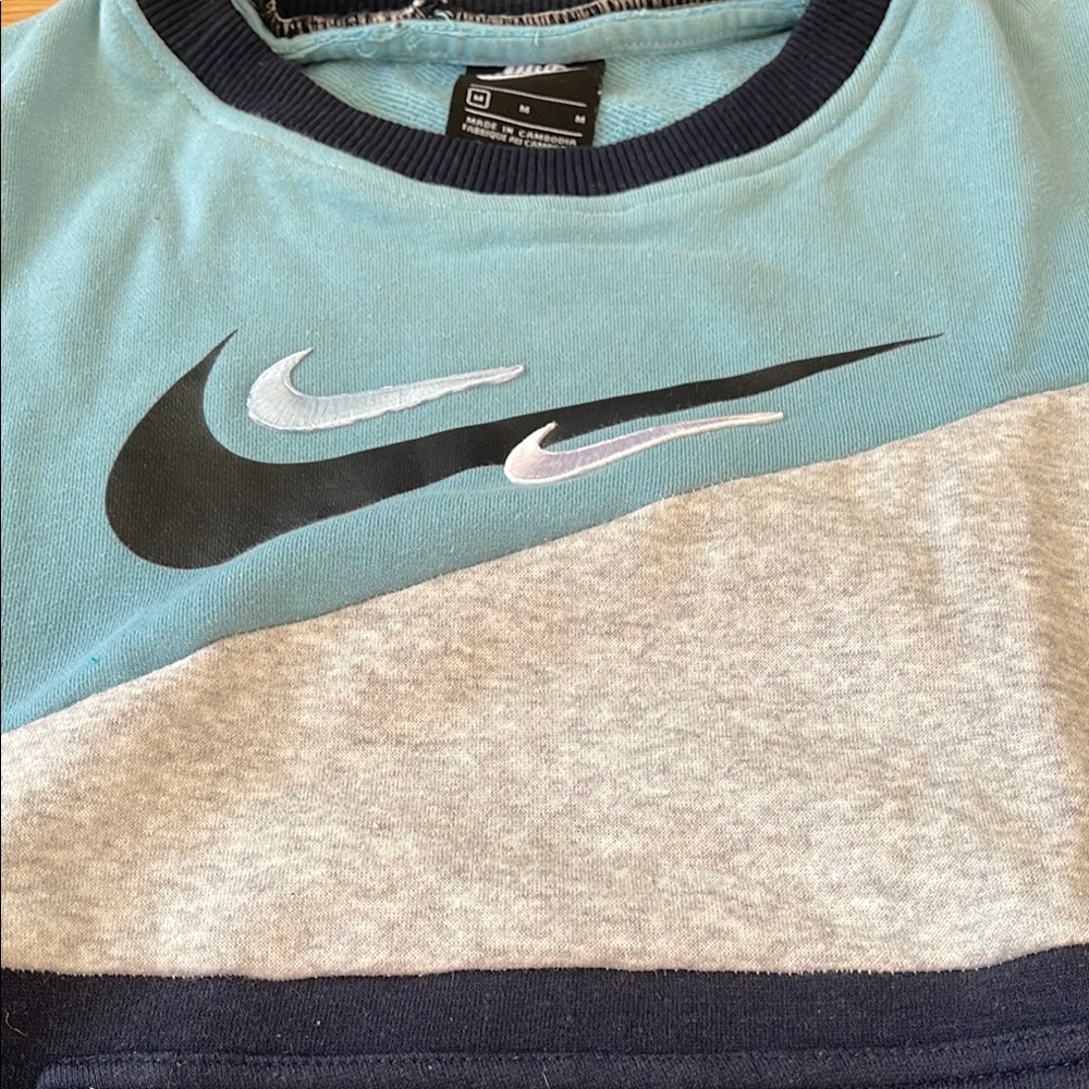 Nike Reworked Blue Colorblock Sweater - Picture 2 of 6